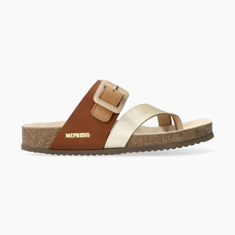 Mephisto Madeline Sandaler Dame Brown/Gold | KBJM-61837